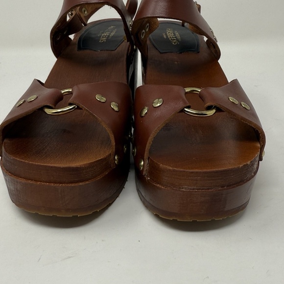 Swedish Hasbeens Leather Slingback Platform Clog Sandals 37 - Picture 6 of 16